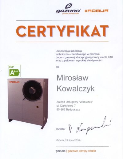 Certyfikat Pompy Ciepła Bydgoszcz Serwis