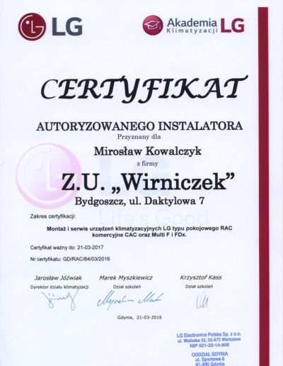 Certyfikat Pompy Ciepła Bydgoszcz Serwis